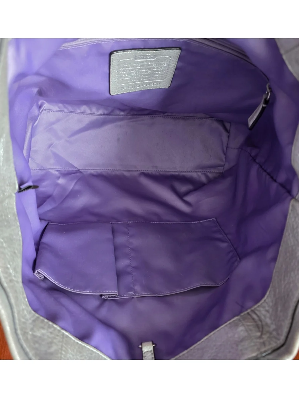 Coach 14970 Julia Op Art Silver Lavender Sateen Leather Tote Bag Y2K - Picture 11 of 16